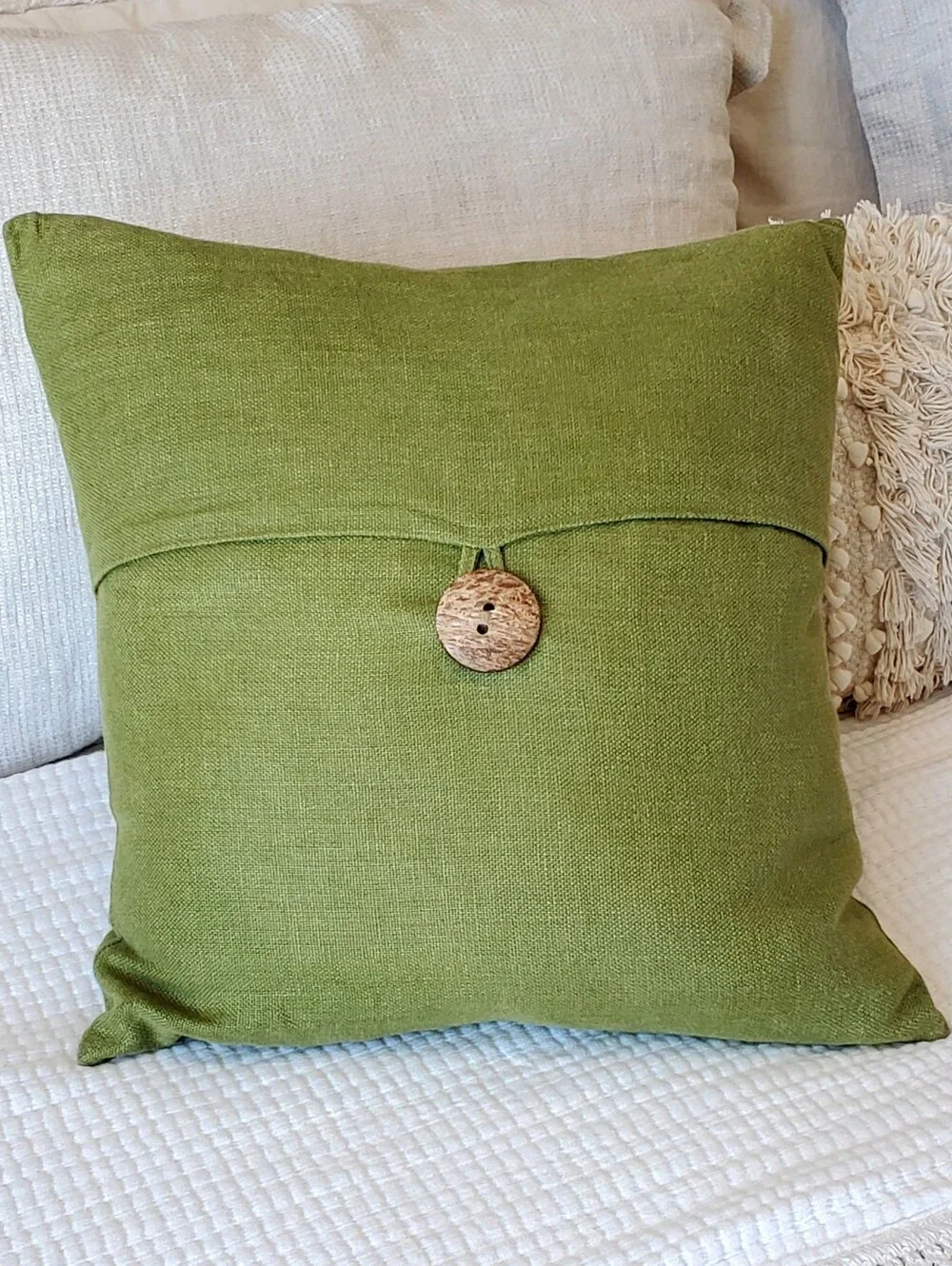 Pottery Barn Avocado Linen Feather Down Accent Pillow, 18